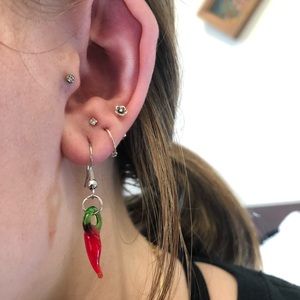 homemade red pepper earrings